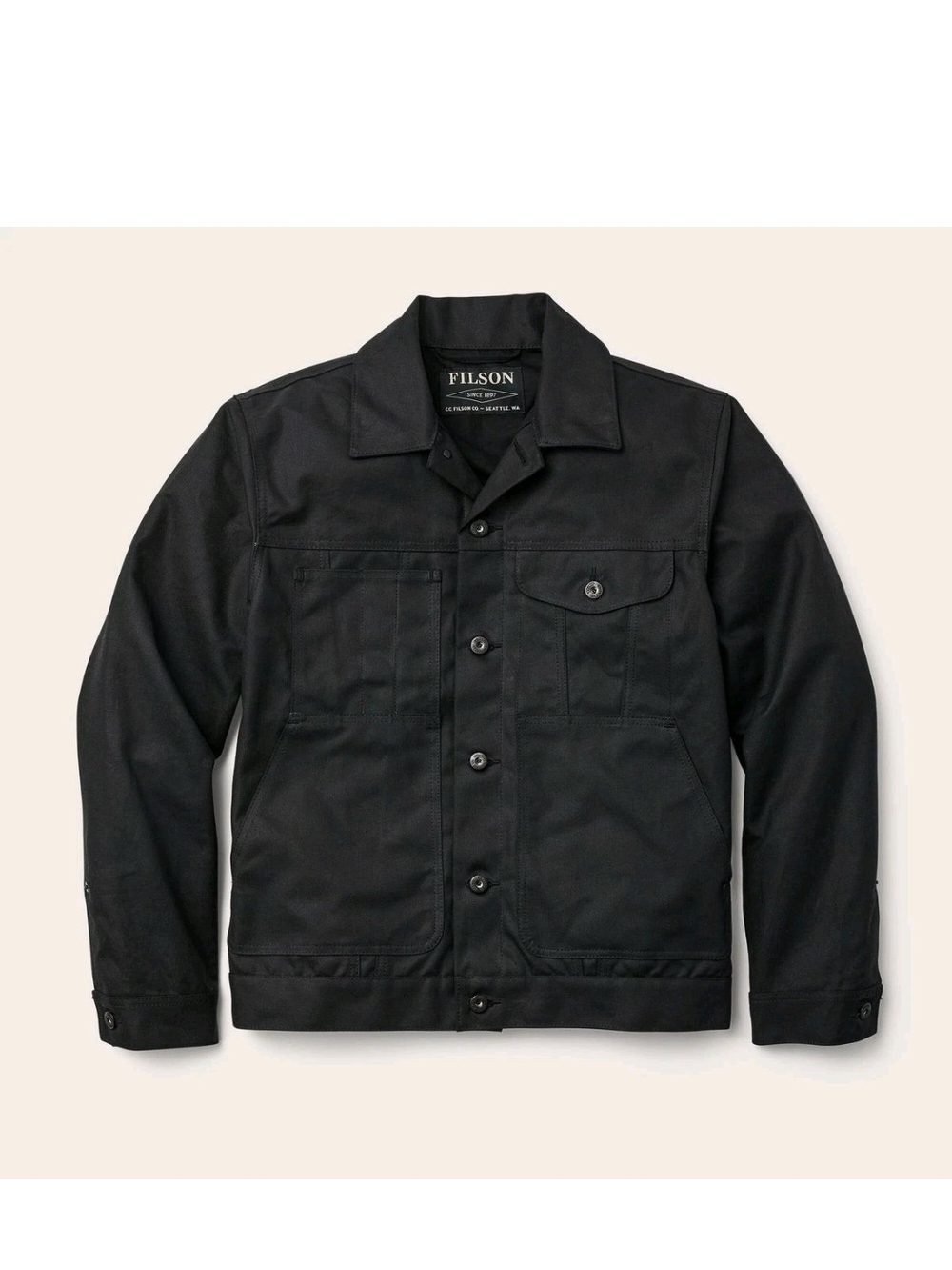 Filson Black Lightweight Button-Front Shirt Jacket
